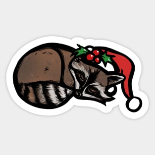 Cute Christmas Raccoon Sticker